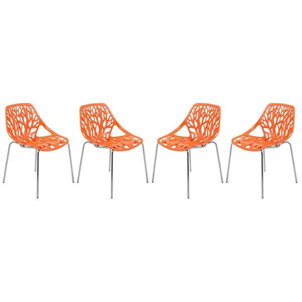 Kd Americana Modern Asbury Dining Chair with Chromed Legs - Orange, 4PK KD3034448